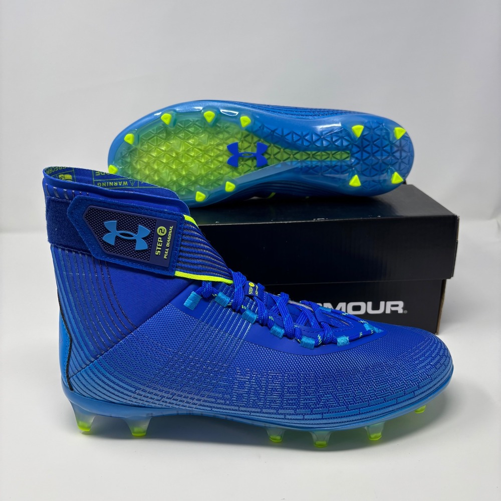 NIB‎ Under Armour Highlight MC Football Cleats Blue High Top Mens Size 9 3026577